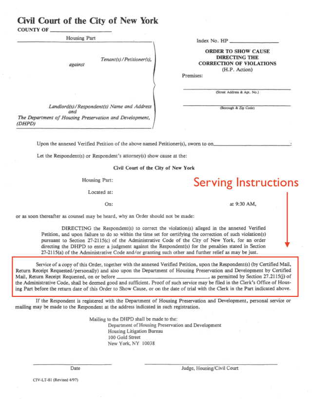 An Order to Show Cause (OSC) form